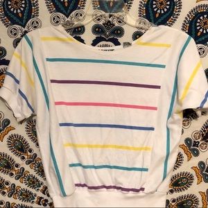 Rainbow striped pastel 80s 90s short sleeve shirt